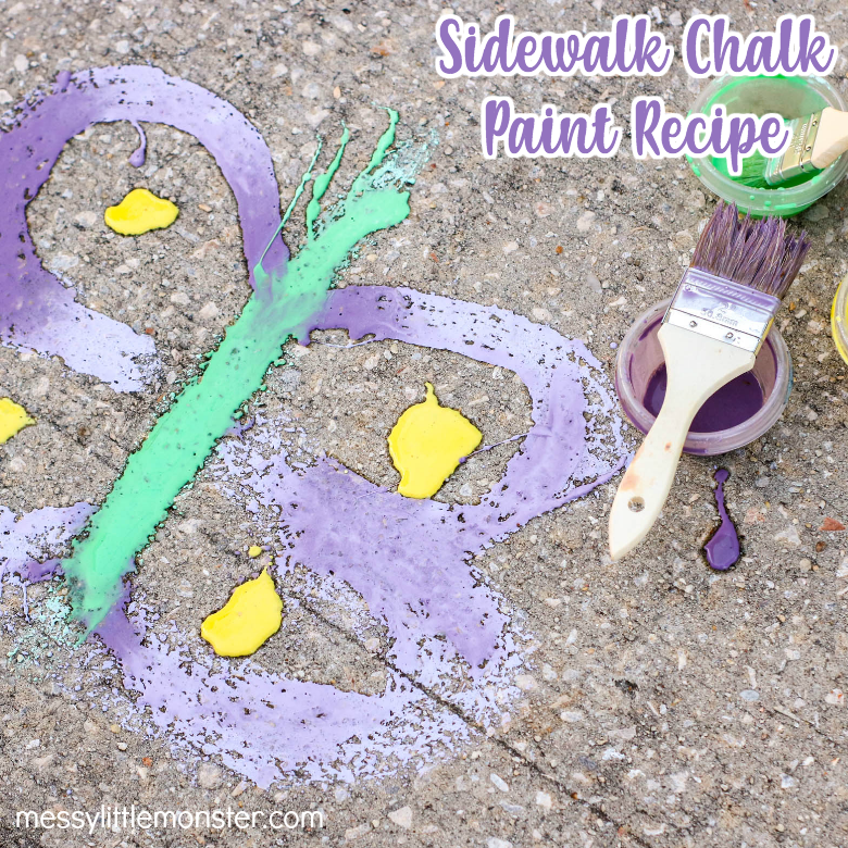Easy Sidewalk Chalk Paint Recipe - using only 3 ingredients! - Messy Little  Monster